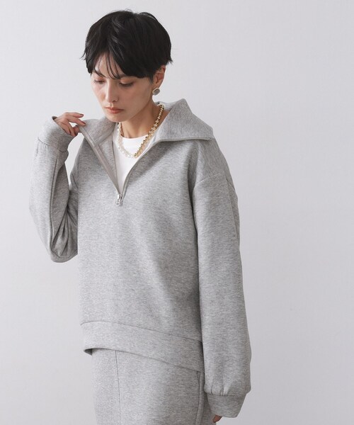 OPAQUE.CLIP(オペークドットクリップ)の「ハーフジップトップス/セットアップ対応可【洗濯機OK】(Tシャツ/カットソー・レディース・グレー/オフホワイト/ブラック・38/40/42)」の8枚目の写真