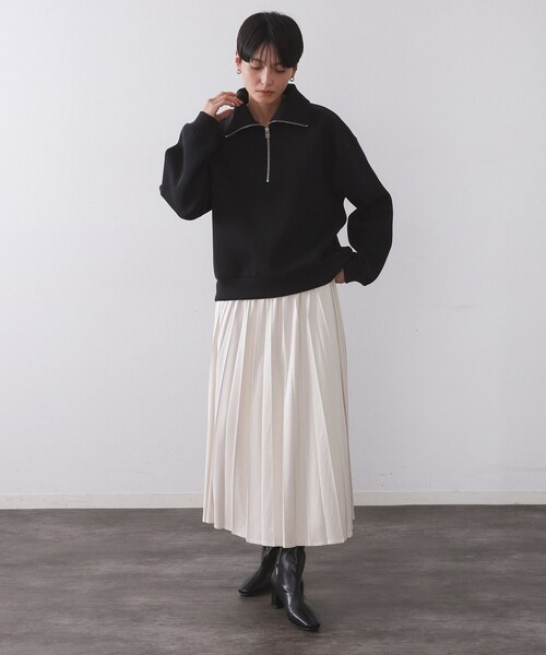 OPAQUE.CLIP(オペークドットクリップ)の「ハーフジップトップス/セットアップ対応可【洗濯機OK】(Tシャツ/カットソー・レディース・グレー/オフホワイト/ブラック・38/40/42)」の14枚目の写真
