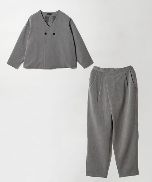 green label relaxing(グリーンレーベルリラクシング)の「ノーカラージャケット + タックパンツ セット / キッズ 140cm-160cm(スーツセット・キッズ・グレー/ダークグレー・160cm/150cm/140cm)」の20枚目の写真