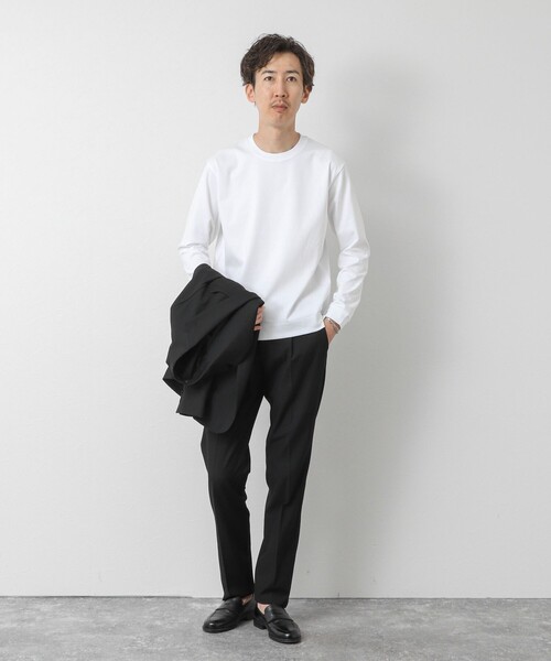 NOLLEY’S（ノーリーズ）の「《ビジカジ対応》超長綿ハイゲージシルケット ポンチドレスCN ロンT 25AW（Tシャツ/カットソー・メンズ・ホワイト/ベージュ系その他/ブラック/ダークネイビー・S/M/L/XL）」の17枚目の写真