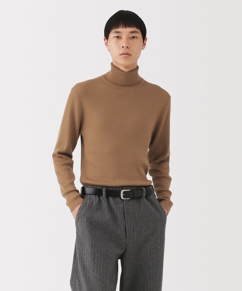 無印良品（ムジルシリョウヒン）の「紳士　洗えるウールリブタートルネックセーター（ニット/セーター・メンズ・キャメル/チャコールグレー/オフホワイト/オートミール/ブラック/ボルドー・S/XL/L/M）」の5枚目の写真