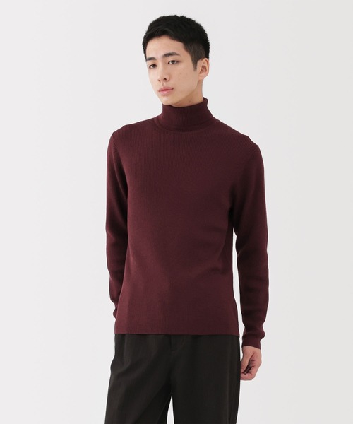 無印良品（ムジルシリョウヒン）の「紳士　洗えるウールリブタートルネックセーター（ニット/セーター・メンズ・キャメル/チャコールグレー/オフホワイト/オートミール/ブラック/ボルドー・S/XL/L/M）」の6枚目の写真