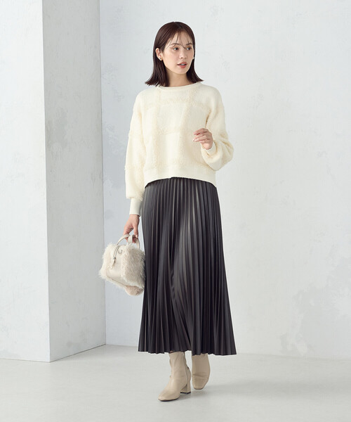 COMME CA MODELS（コムサモデルズ）の「合成皮革プリーツスカート（スカート・レディース・ベージュ/ブラウン/ブラック/グレイッシュベージュ・SMALL/MEDIUM/LARGE）」の10枚目の写真