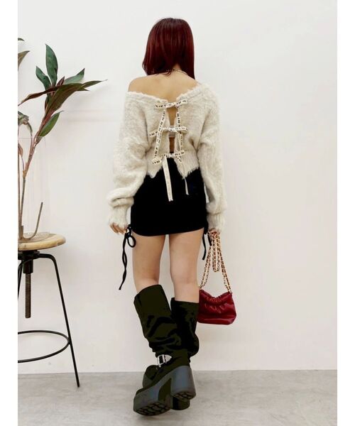 EVRIS（エヴリス）の「サイドギャザースウェットミニスカート【セットアップ着用可能】（スカート・レディース・パープル/ホワイト/ブラック/グレー・FREE）」の12枚目の写真