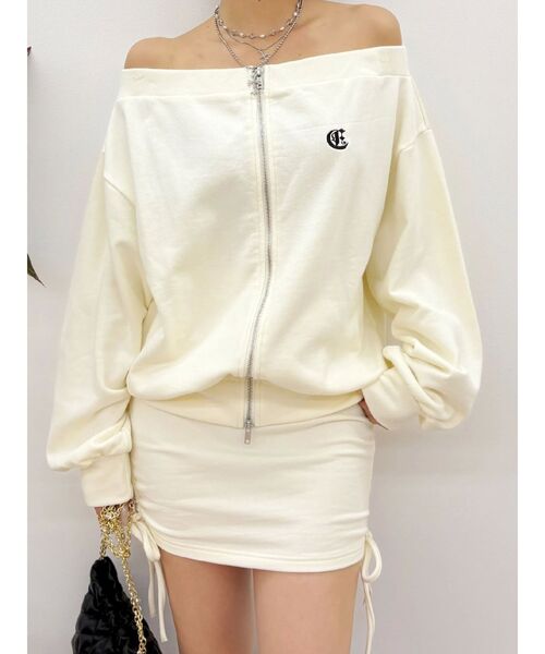 EVRIS（エヴリス）の「サイドギャザースウェットミニスカート【セットアップ着用可能】（スカート・レディース・パープル/ホワイト/ブラック/グレー・FREE）」の17枚目の写真