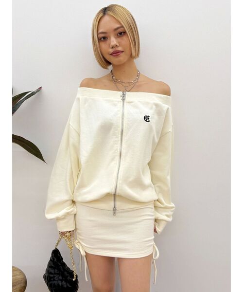 EVRIS（エヴリス）の「サイドギャザースウェットミニスカート【セットアップ着用可能】（スカート・レディース・パープル/ホワイト/ブラック/グレー・FREE）」の18枚目の写真