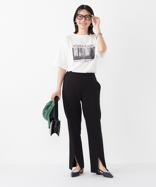 SHIPS Colors(シップス カラーズ)の「SHIPS Colors:〈手洗い可能〉ストレッチ ツイル スリット パンツ(その他パンツ・レディース・ブラック/キャメル・SMALL/MEDIUM)」の7枚目の写真