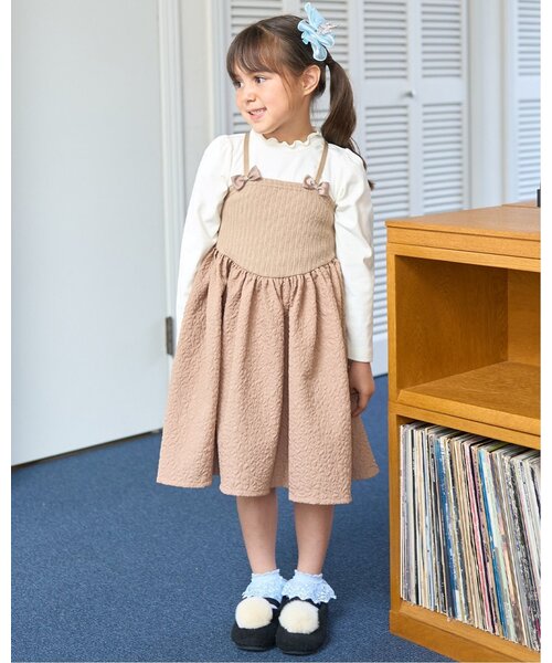 Lycee mine（リセマイン）の「フライストップス&キャミワンピースセット（ワンピース・キッズ・ピンク/ブラック/グレー/ベージュ・120cm/130cm/110cm/150cm/140cm/100cm）」の3枚目の写真