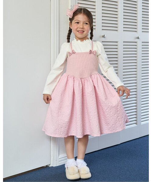 Lycee mine（リセマイン）の「フライストップス&キャミワンピースセット（ワンピース・キッズ・ピンク/ブラック/グレー/ベージュ・120cm/130cm/110cm/150cm/140cm/100cm）」の4枚目の写真