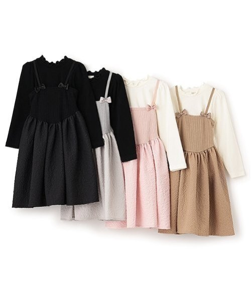 Lycee mine（リセマイン）の「フライストップス&キャミワンピースセット（ワンピース・キッズ・ピンク/ブラック/グレー/ベージュ・120cm/130cm/110cm/150cm/140cm/100cm）」の18枚目の写真