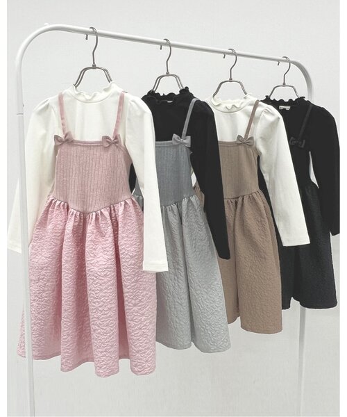Lycee mine（リセマイン）の「フライストップス&キャミワンピースセット（ワンピース・キッズ・ピンク/ブラック/グレー/ベージュ・120cm/130cm/110cm/150cm/140cm/100cm）」の21枚目の写真