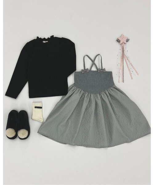 Lycee mine（リセマイン）の「フライストップス&キャミワンピースセット（ワンピース・キッズ・ピンク/ブラック/グレー/ベージュ・120cm/130cm/110cm/150cm/140cm/100cm）」の22枚目の写真