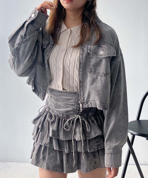 AS KNOW AS plus(アズノゥアズプラス)の「♪アソートデザイン Wポケットショートジャケット セットアップ対応(ブルゾン・レディース・ブラック系1/キャメル/スミクロ/ブラック系・FREE)」の4枚目の写真