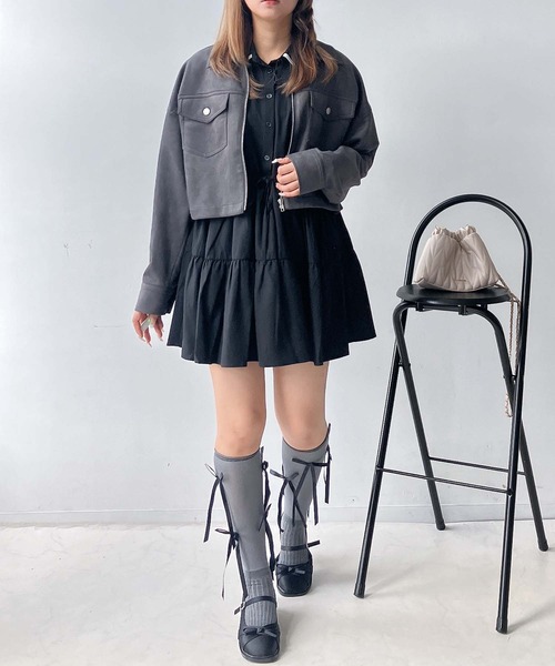 AS KNOW AS plus(アズノゥアズプラス)の「♪アソートデザイン Wポケットショートジャケット セットアップ対応(ブルゾン・レディース・ブラック系1/キャメル/スミクロ/ブラック系・FREE)」の19枚目の写真