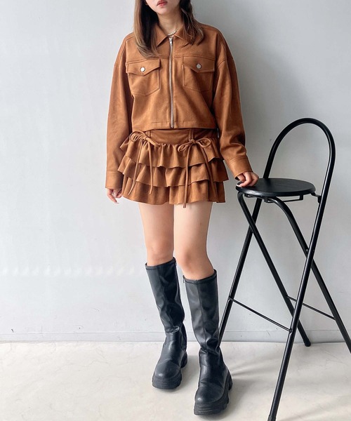 AS KNOW AS plus(アズノゥアズプラス)の「♪アソートデザイン Wポケットショートジャケット セットアップ対応(ブルゾン・レディース・ブラック系1/キャメル/スミクロ/ブラック系・FREE)」の15枚目の写真