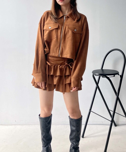 AS KNOW AS plus(アズノゥアズプラス)の「♪アソートデザイン Wポケットショートジャケット セットアップ対応(ブルゾン・レディース・ブラック系1/キャメル/スミクロ/ブラック系・FREE)」の8枚目の写真