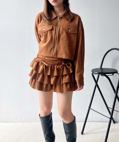 AS KNOW AS plus(アズノゥアズプラス)の「♪アソートデザイン Wポケットショートジャケット セットアップ対応(ブルゾン・レディース・ブラック系1/キャメル/スミクロ/ブラック系・FREE)」の9枚目の写真