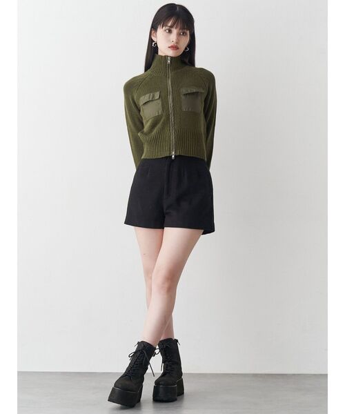 MURUA(ムルーア)の「マテリアルジップアップニット(ニット/セーター・レディース・ダークグレー/カーキ・FREE)」の11枚目の写真