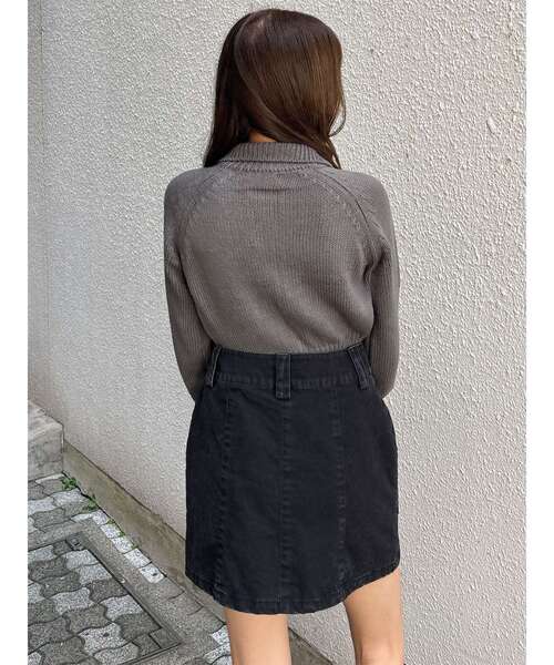 MURUA(ムルーア)の「マテリアルジップアップニット(ニット/セーター・レディース・ダークグレー/カーキ・FREE)」の16枚目の写真