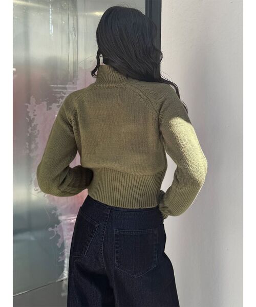 MURUA(ムルーア)の「マテリアルジップアップニット(ニット/セーター・レディース・ダークグレー/カーキ・FREE)」の22枚目の写真