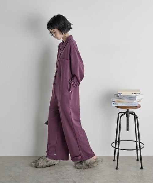 THE YOn（ザヨン）の「ポロスウェットオールインワン（つなぎ/オールインワン・レディース・チャコールグレー/グレー/パープル・FREE）」の21枚目の写真