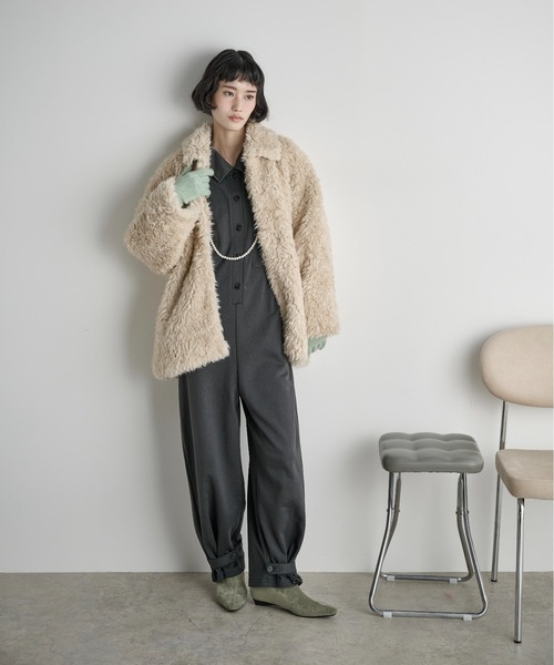 THE YOn（ザヨン）の「ポロスウェットオールインワン（つなぎ/オールインワン・レディース・チャコールグレー/グレー/パープル・FREE）」の17枚目の写真