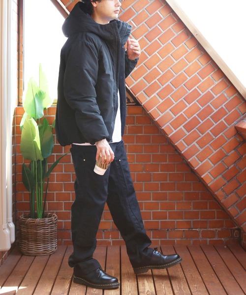 ８(eight)（エイト）の「撥水加工ポリピーチ中綿防風ジャケット（ダウンジャケット/コート・メンズ・ブラック/カーキ・SMALL/MEDIUM/X-LARGE/XX-LARGE/LARGE）」の11枚目の写真