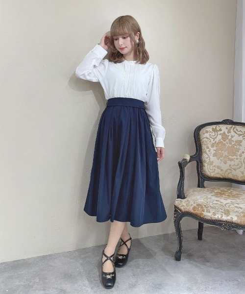an another angelus（アンアナザーアンジェラス）の「リボンベルト撥水ギャザースカート/fint フィント（スカート・レディース・ベージュ/ネイビー・FREE）」の20枚目の写真
