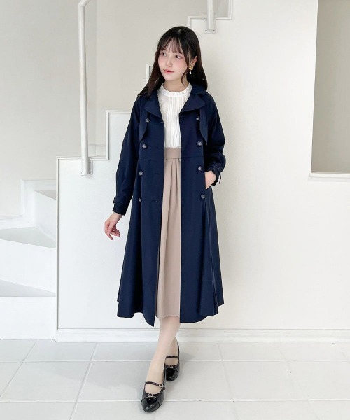 an another angelus（アンアナザーアンジェラス）の「リボンベルト撥水ギャザースカート/fint フィント（スカート・レディース・ベージュ/ネイビー・FREE）」の4枚目の写真