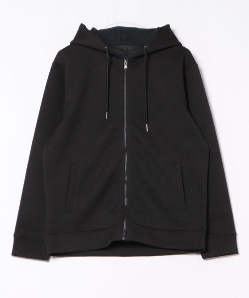 m.f.editorial（エムエフエディトリアル）の「【ストレッチ】m.f.エディトリアル メンズ ふくれジャガード 長袖 フルジップ パーカー（パーカー・メンズ・ホワイト/ブラック・LARGE/X-LARGE/MEDIUM）」の3枚目の写真