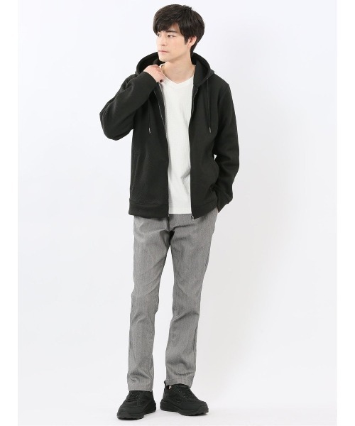 m.f.editorial（エムエフエディトリアル）の「【ストレッチ】m.f.エディトリアル メンズ ふくれジャガード 長袖 フルジップ パーカー（パーカー・メンズ・ホワイト/ブラック・LARGE/X-LARGE/MEDIUM）」の7枚目の写真