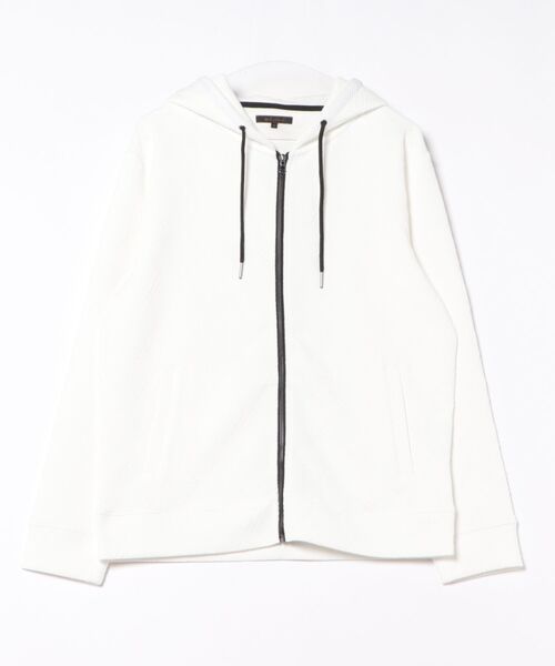 m.f.editorial（エムエフエディトリアル）の「【ストレッチ】m.f.エディトリアル メンズ ふくれジャガード 長袖 フルジップ パーカー（パーカー・メンズ・ホワイト/ブラック・LARGE/X-LARGE/MEDIUM）」の13枚目の写真