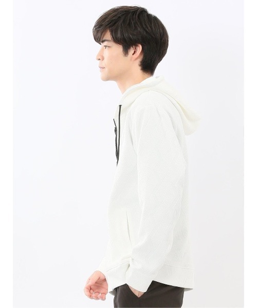 m.f.editorial（エムエフエディトリアル）の「【ストレッチ】m.f.エディトリアル メンズ ふくれジャガード 長袖 フルジップ パーカー（パーカー・メンズ・ホワイト/ブラック・LARGE/X-LARGE/MEDIUM）」の14枚目の写真