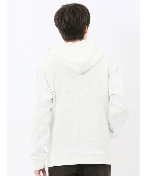 m.f.editorial（エムエフエディトリアル）の「【ストレッチ】m.f.エディトリアル メンズ ふくれジャガード 長袖 フルジップ パーカー（パーカー・メンズ・ホワイト/ブラック・LARGE/X-LARGE/MEDIUM）」の15枚目の写真