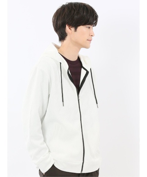 m.f.editorial（エムエフエディトリアル）の「【ストレッチ】m.f.エディトリアル メンズ ふくれジャガード 長袖 フルジップ パーカー（パーカー・メンズ・ホワイト/ブラック・LARGE/X-LARGE/MEDIUM）」の16枚目の写真