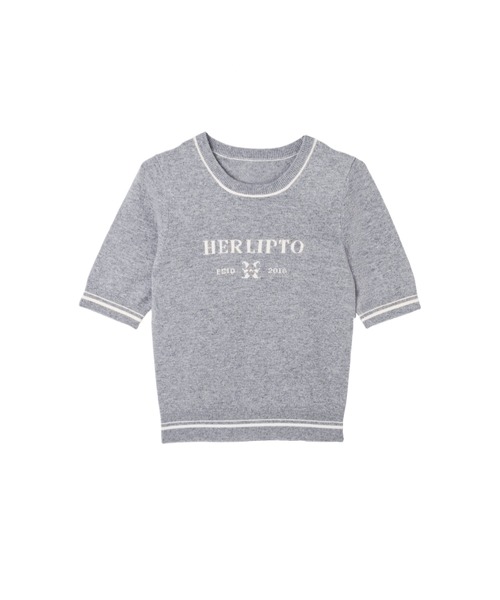 トップス herlipto Logo Jacquard Knit Top S Logo Jacquard Knit Top