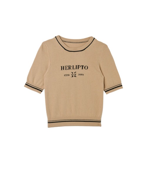 トップス herlipto Logo Jacquard Knit Top S Logo Jacquard Knit Top