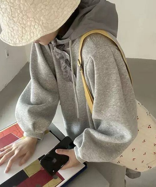 【portulaca】フリルスウェットフードワンピース