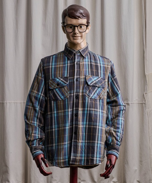 Coffee & Cigarettes(コーヒーアンドシガレッツ)の「10B13 Heavy Flannel One Wash Work Shirt / ヘビーネル ワンウォッシュ ワークシャツ H(シャツ/ブラウス・メンズ・グレー系・M/XL/L)」の2枚目の写真