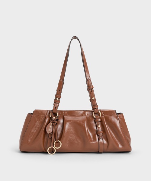 CHARLES & KEITH（チャールズ & キース）の「Britton ブリットン ルーシュドイロンゲイトショルダーバッグ（トートバッグ・レディース・ブラック/チョコ・M）」の16枚目の写真