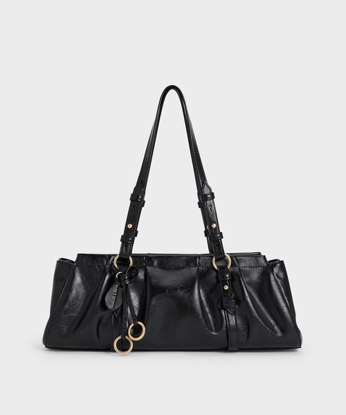 CHARLES & KEITH（チャールズ & キース）の「Britton ブリットン ルーシュドイロンゲイトショルダーバッグ（トートバッグ・レディース・ブラック/チョコ・M）」の20枚目の写真