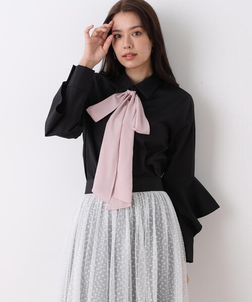 PINKY&DIANNE(ピンキーアンドダイアン)の「◆ラッフルスリーブリボンブラウス(シャツ/ブラウス・レディース・ホワイト/ブラック・38)」の14枚目の写真