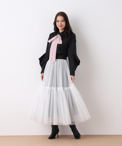 PINKY&DIANNE(ピンキーアンドダイアン)の「◆ラッフルスリーブリボンブラウス(シャツ/ブラウス・レディース・ホワイト/ブラック・38)」の16枚目の写真