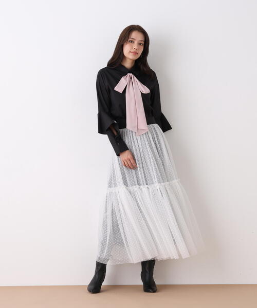 PINKY&DIANNE(ピンキーアンドダイアン)の「◆ラッフルスリーブリボンブラウス(シャツ/ブラウス・レディース・ホワイト/ブラック・38)」の17枚目の写真