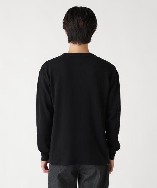 Alpha Industries（アルファインダストリーズ）の「Alpha Industries/アルファインダストリーズ/HONEYCOMB WAFFLE LS HENLEY NECK T-SHIRT/ハニカム ワッフル ヘンリー ネック Tシャツ（Tシャツ/カットソー・メンズ・キナリ/ブラック/ホワイト系2・2XL/L/M/S/XL）」の5枚目の写真