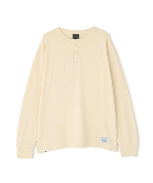 Alpha Industries（アルファインダストリーズ）の「Alpha Industries/アルファインダストリーズ/HONEYCOMB WAFFLE LS HENLEY NECK T-SHIRT/ハニカム ワッフル ヘンリー ネック Tシャツ（Tシャツ/カットソー・メンズ・キナリ/ブラック/ホワイト系2・2XL/L/M/S/XL）」の2枚目の写真