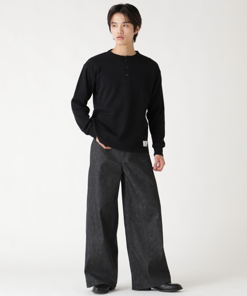 Alpha Industries(アルファインダストリーズ)の「Alpha Industries/アルファインダストリーズ/HONEYCOMB WAFFLE LS HENLEY NECK T-SHIRT/ハニカム ワッフル ヘンリー ネック Tシャツ(Tシャツ/カットソー・メンズ・キナリ/ブラック/ホワイト系2・2XL/L/M/S/XL)」の8枚目の写真