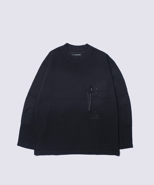 and wander（アンドワンダー）の「【and wander/アンドワンダー】ROA garment dye waffle pocket L/S T（Tシャツ/カットソー・メンズ・ベージュ/ブラック・M/L/XL）」の2枚目の写真