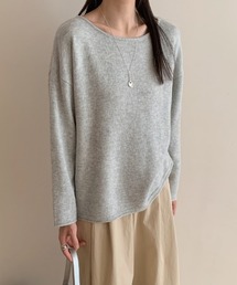 ラウンドネックルーズニット ラウンドネック ニット ドロップショルダー ゆったり ラウンドネックニット 長袖 秋服 冬服