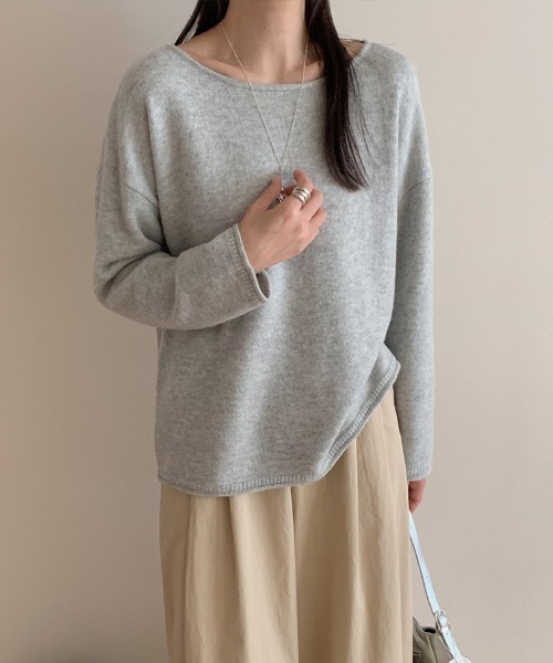セール】ラウンドネックルーズニット ラウンドネック ニット ドロップ